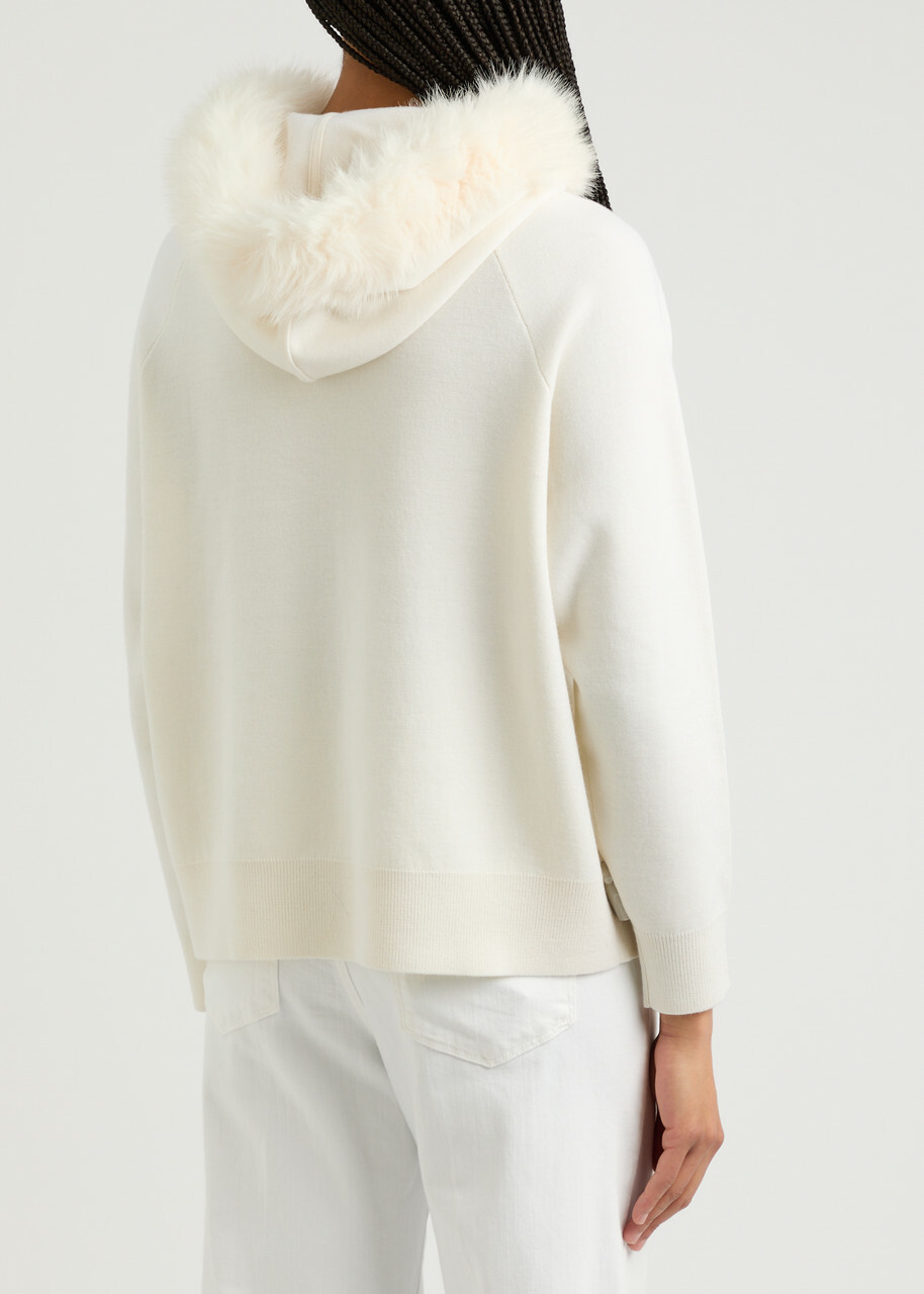 Alice + Olivia Oscar Faux Fur-trimmed Hooded Jumper Ecru Alice +