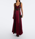 Rodarte Ruched lace-trimmed silk satin gown