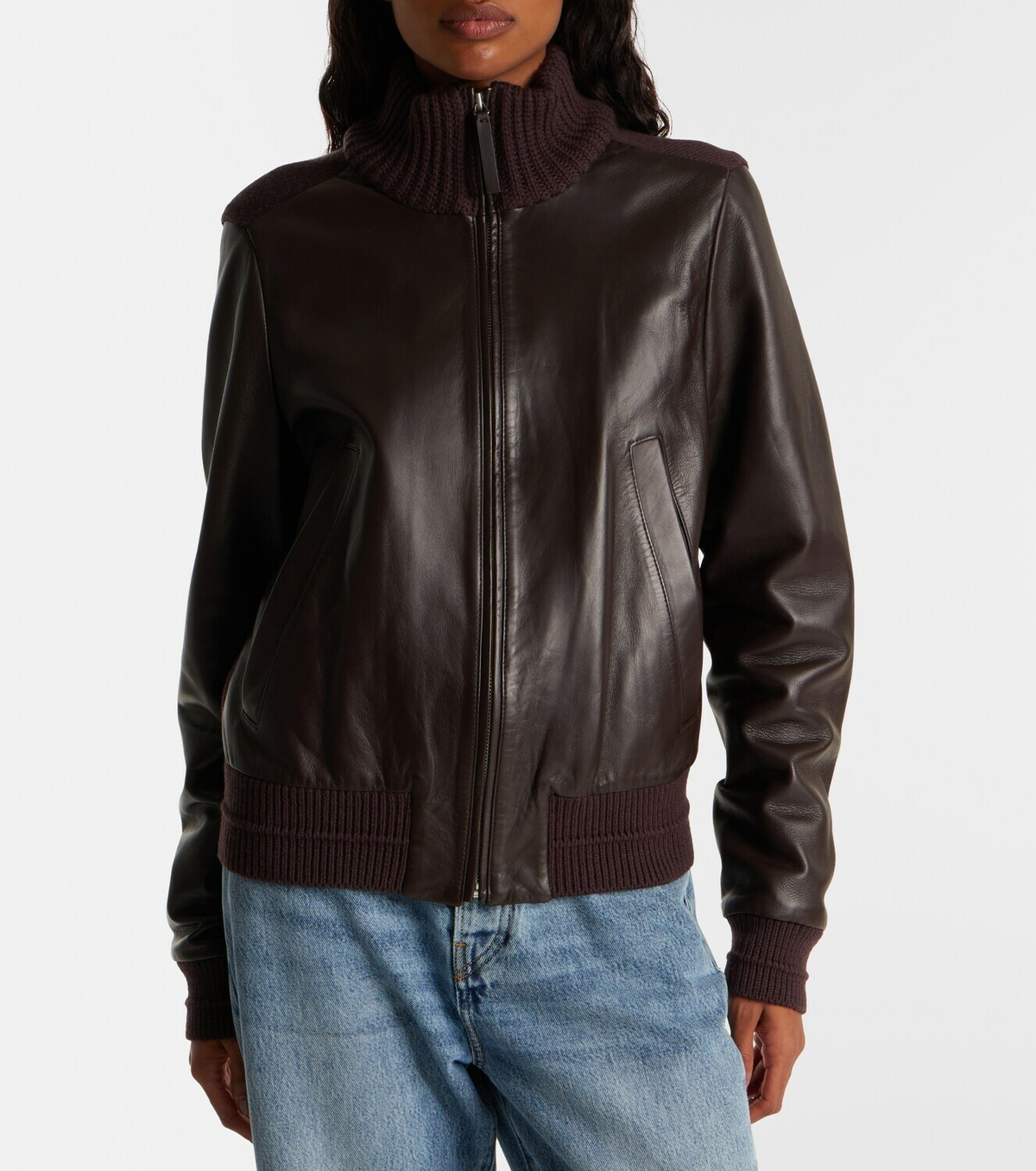 Proenza Schouler Elenora wool-trimmed leather jacket