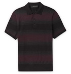 rag & bone - Striped Cotton and Cashmere-Blend Polo Shirt - Burgundy