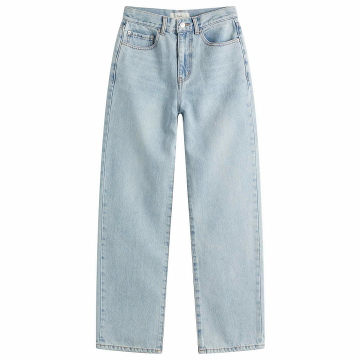 Photo: DUNST Women's Essential Straight Full Length Jeans in Light Blue