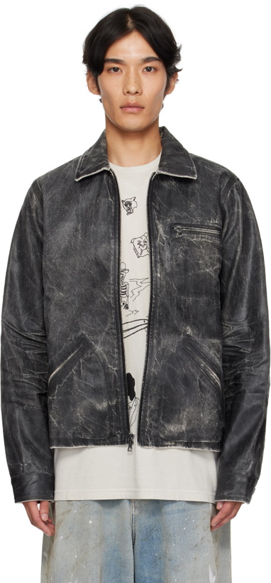 Photo: COÛT DE LA LIBERTÉ Black Luke Coated Ecru Rigid Twill Denim Jacket