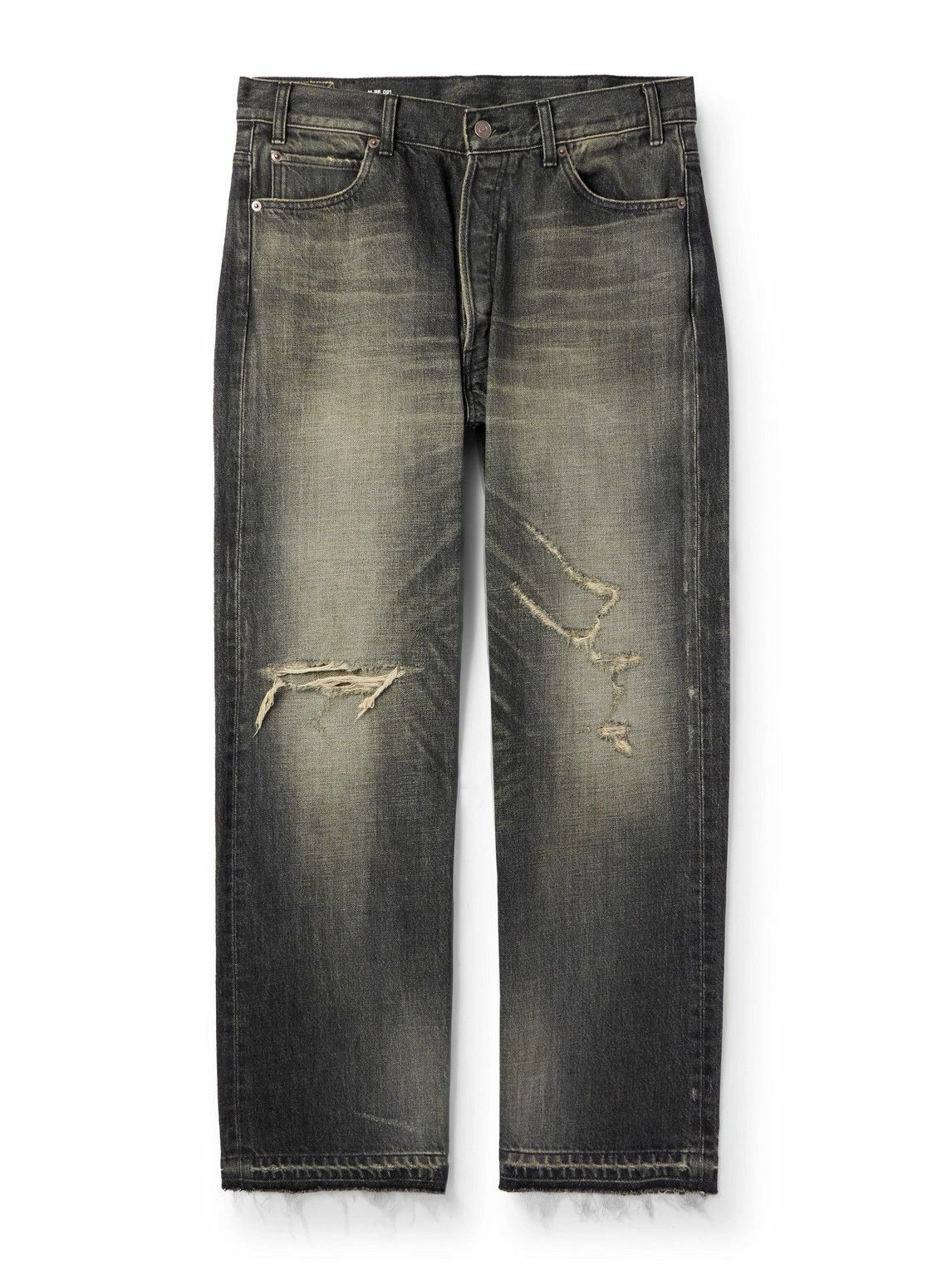 CELINE - Wesley Straight-Leg Distressed Jeans - Black Celine