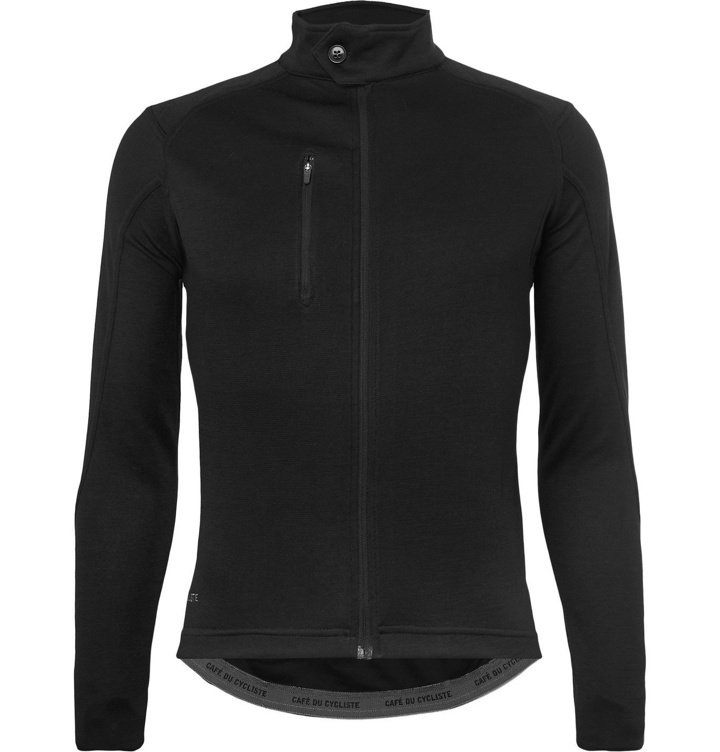 Photo: Cafe du Cycliste - Yolande Faux Suede-Trimmed Cycling Jersey - Black