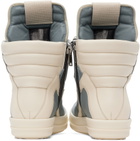 Rick Owens Blue & White Porterville Jumbolaced Geobasket Sneakers