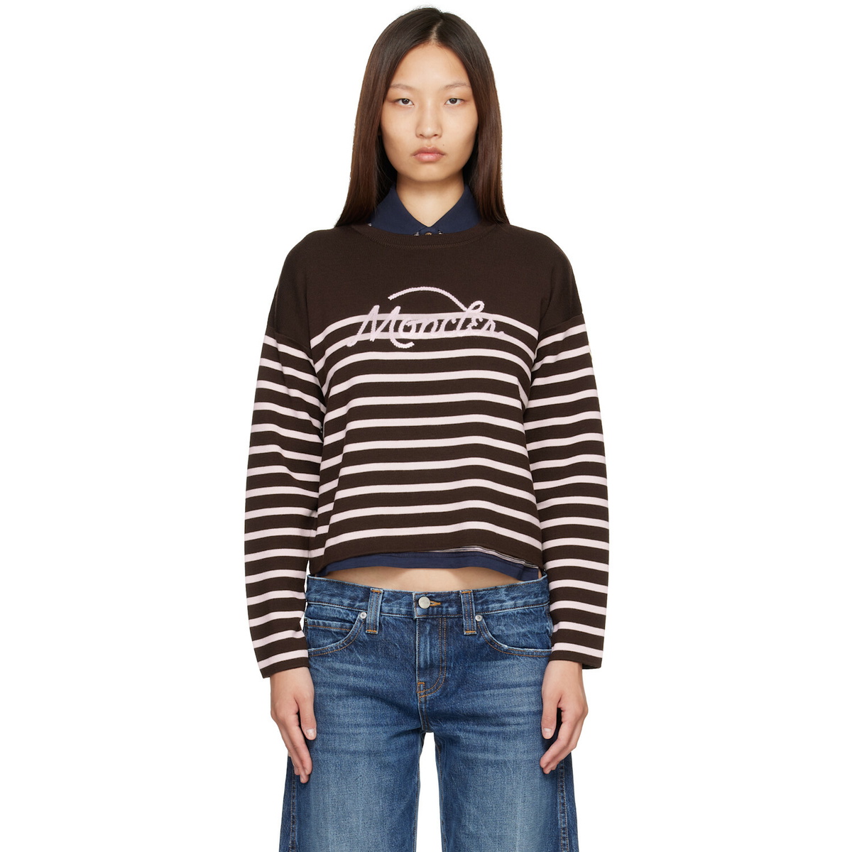 Moncler Brown Striped Wool Sweater