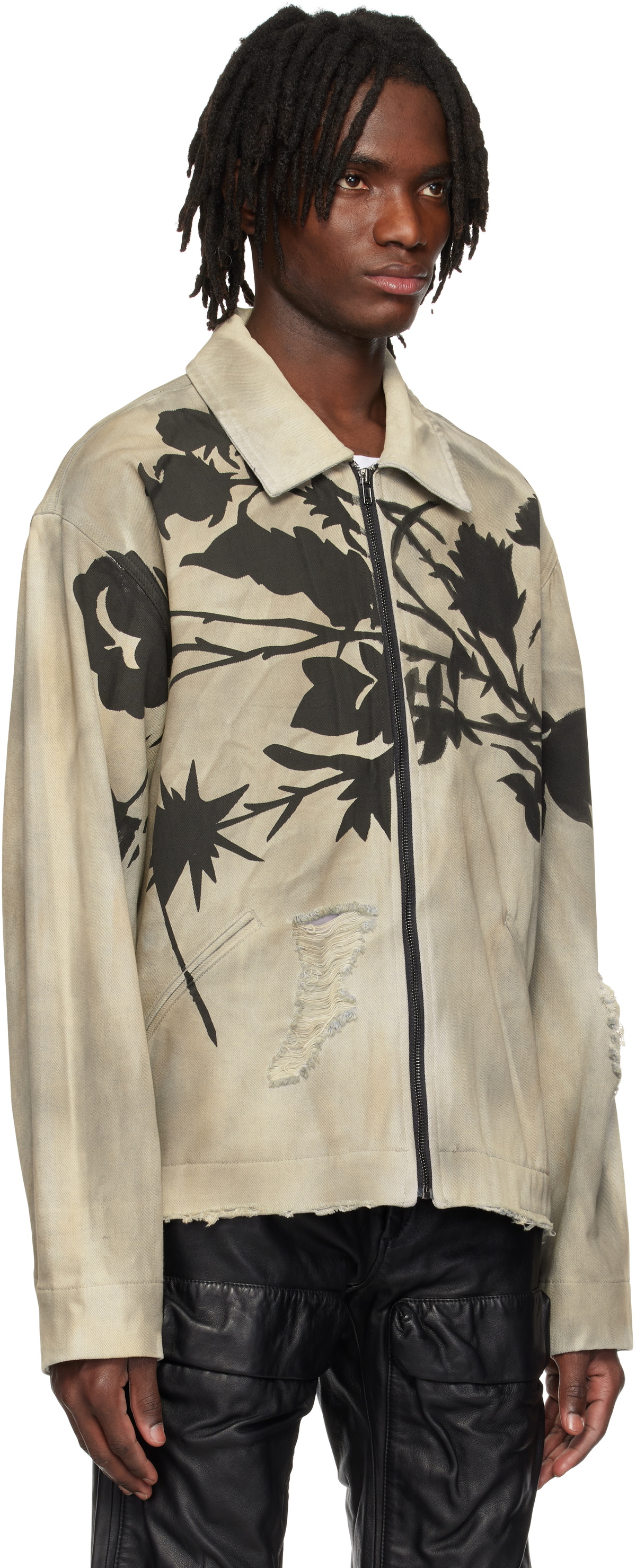 KUSIKOHC Gray Rose Denim Jacket