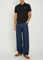 Ami Paris Logo-embroidered Piqué Cotton Polo Shirt Black