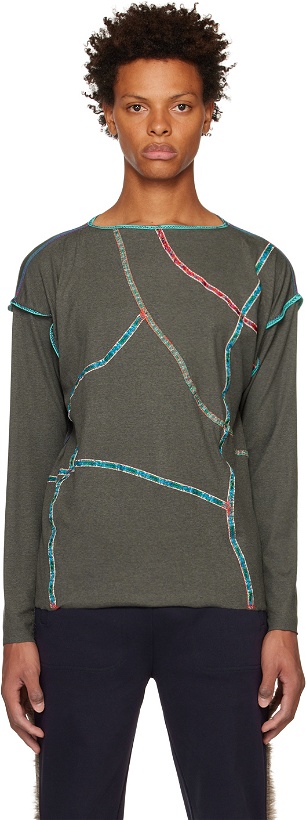 Photo: SC103 Gray Embroidered Long Sleeve T-Shirt