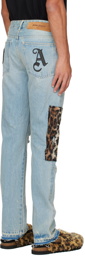 Palm Angels Blue Animalier Patch Jeans