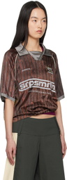 Serapis Burgundy & Yellow Aub Stripes Polo