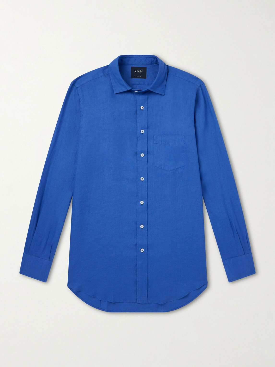 Drake's - Linen Shirt - Blue