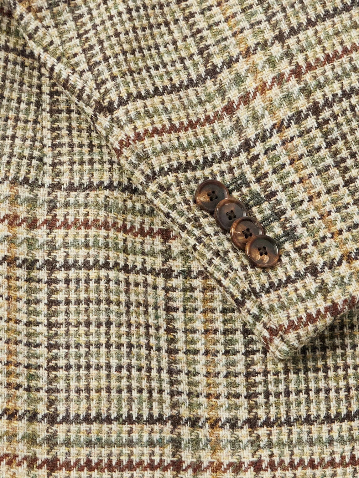Caruso - Butterfly Checked Wool Blazer - Brown