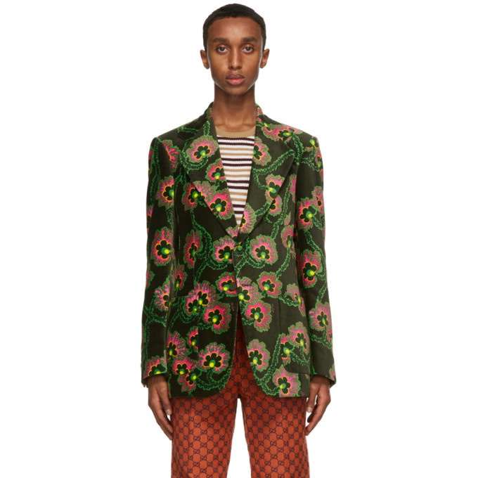 Photo: Gucci Green Ken Scott Edition Velvet Floral Palace Blazer