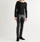 SAINT LAURENT - Skinny-Fit Leather Trousers - Black