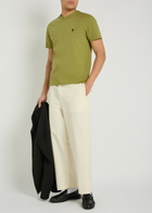 Ami Paris Logo-embroidered Cotton T-shirt Light Green