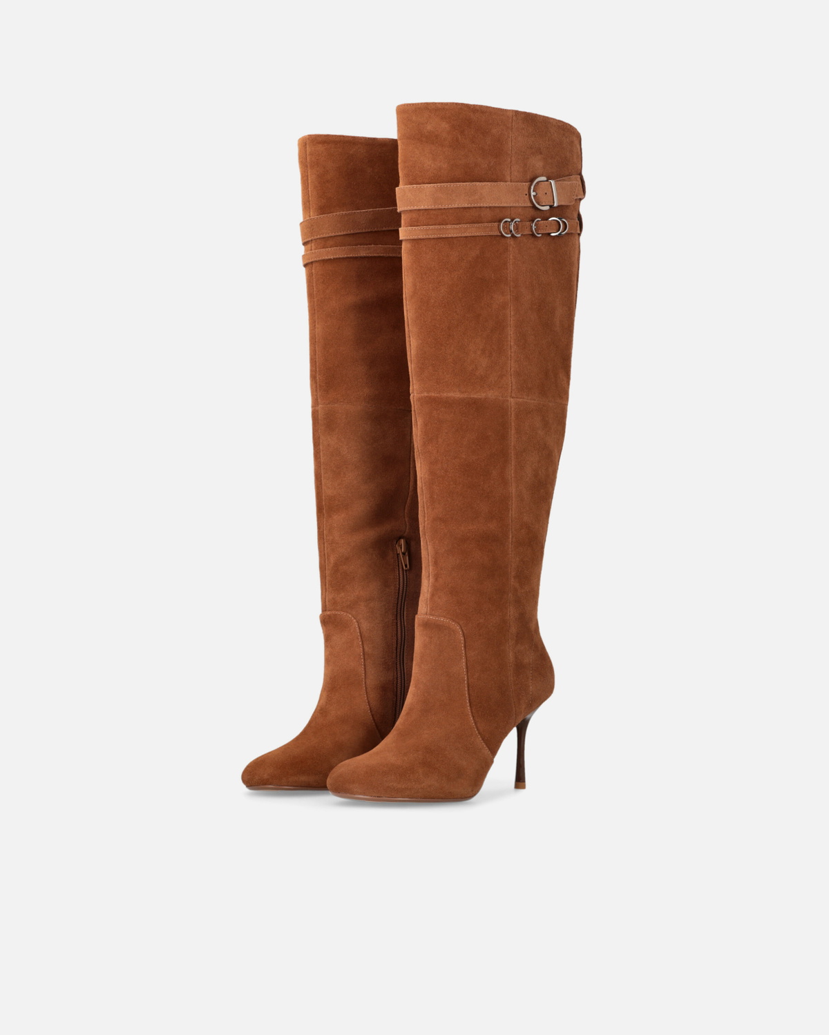 Pinko High Boots In Suede With Heel And Strap Laminated Gold