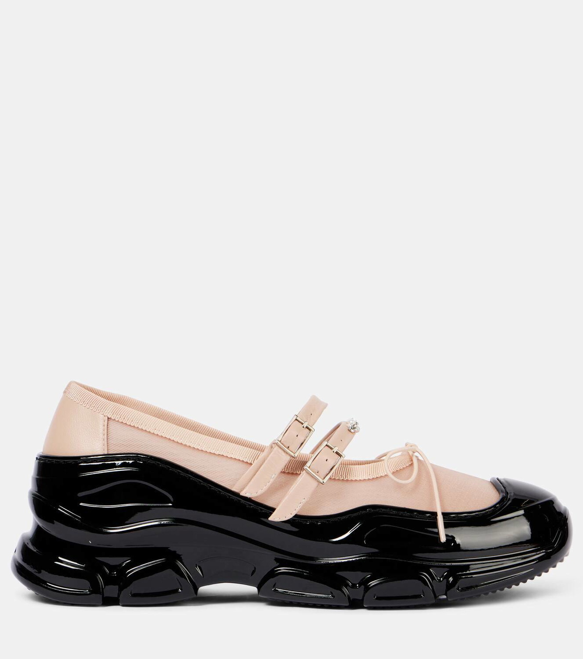 Simone Rocha Tracker leather-trimmed Mary Jane flats Simone