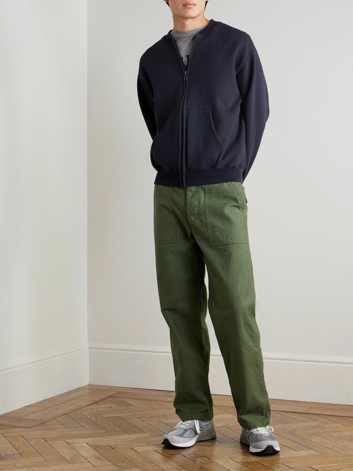 OrSlow - Cotton-Jersey Zip-Up Sweatshirt - Blue