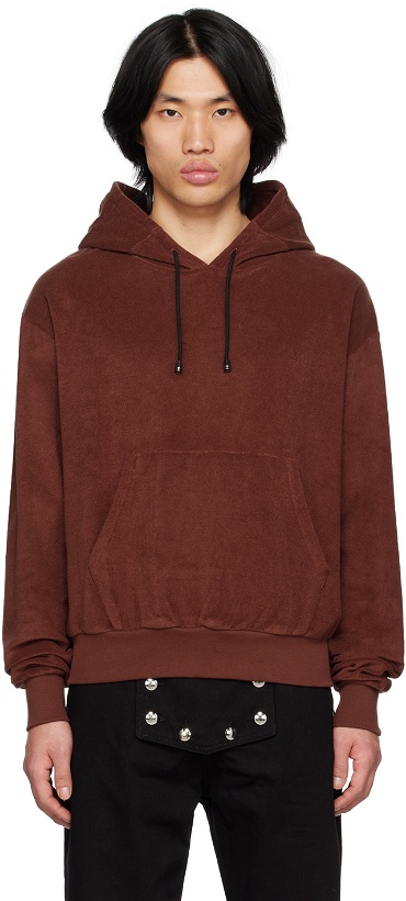 Photo: Youths in Balaclava Burgundy Embroidered Hoodie