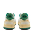 Autry Men's Cracked Super Vintage Low Sneakers in White/Green