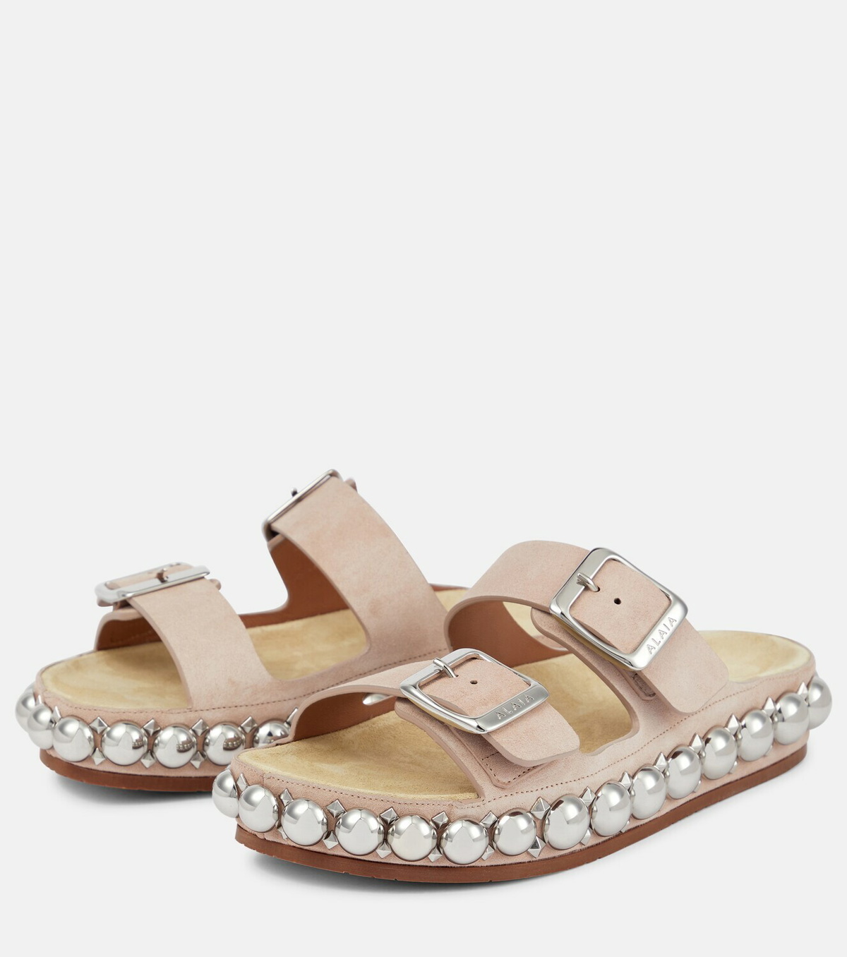 Alaïa Bombe embellished suede slides