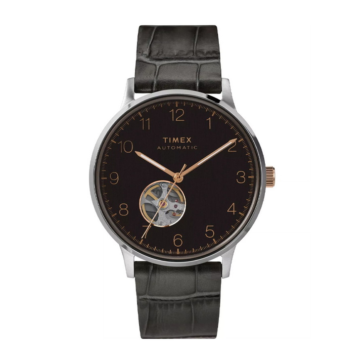 Photo: Timex Waterbury Automatic Black Open Heart Dial Mens Watch TW2U11600