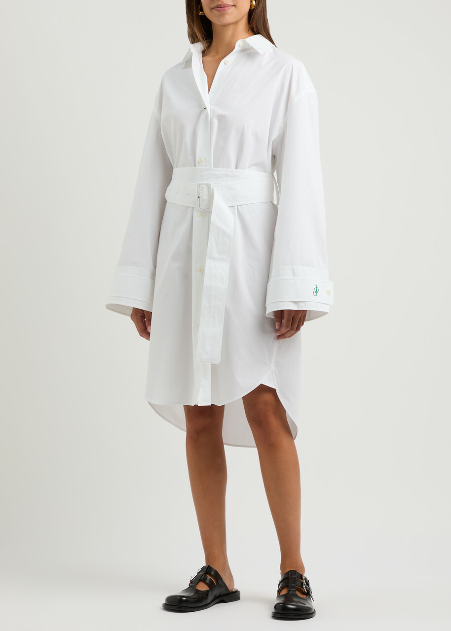 JW Anderson Belted Cotton-poplin Shirt Dress White JW Anderson