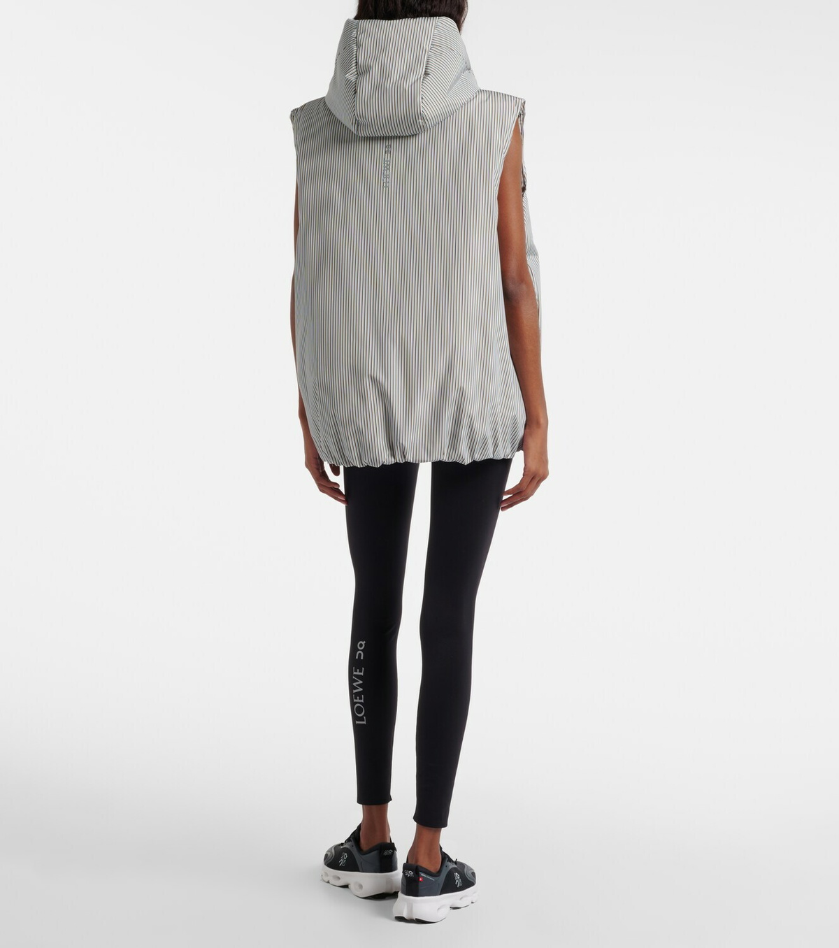 Loewe x On hooded striped puffer vest