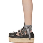 Miu Miu Black Double Bands Platform Ballerina Espadrilles