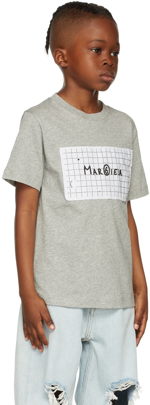 MM6 Maison Margiela Kids Gray Graphic Logo T-Shirt MM6 Maison Margiela