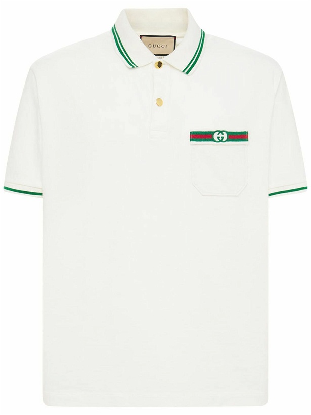 Photo: GUCCI - Web Logo Cotton Polo