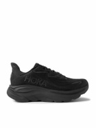 Hoka - Clifton 10 Rubber-Trimmed Jacquard Running Sneakers - Black