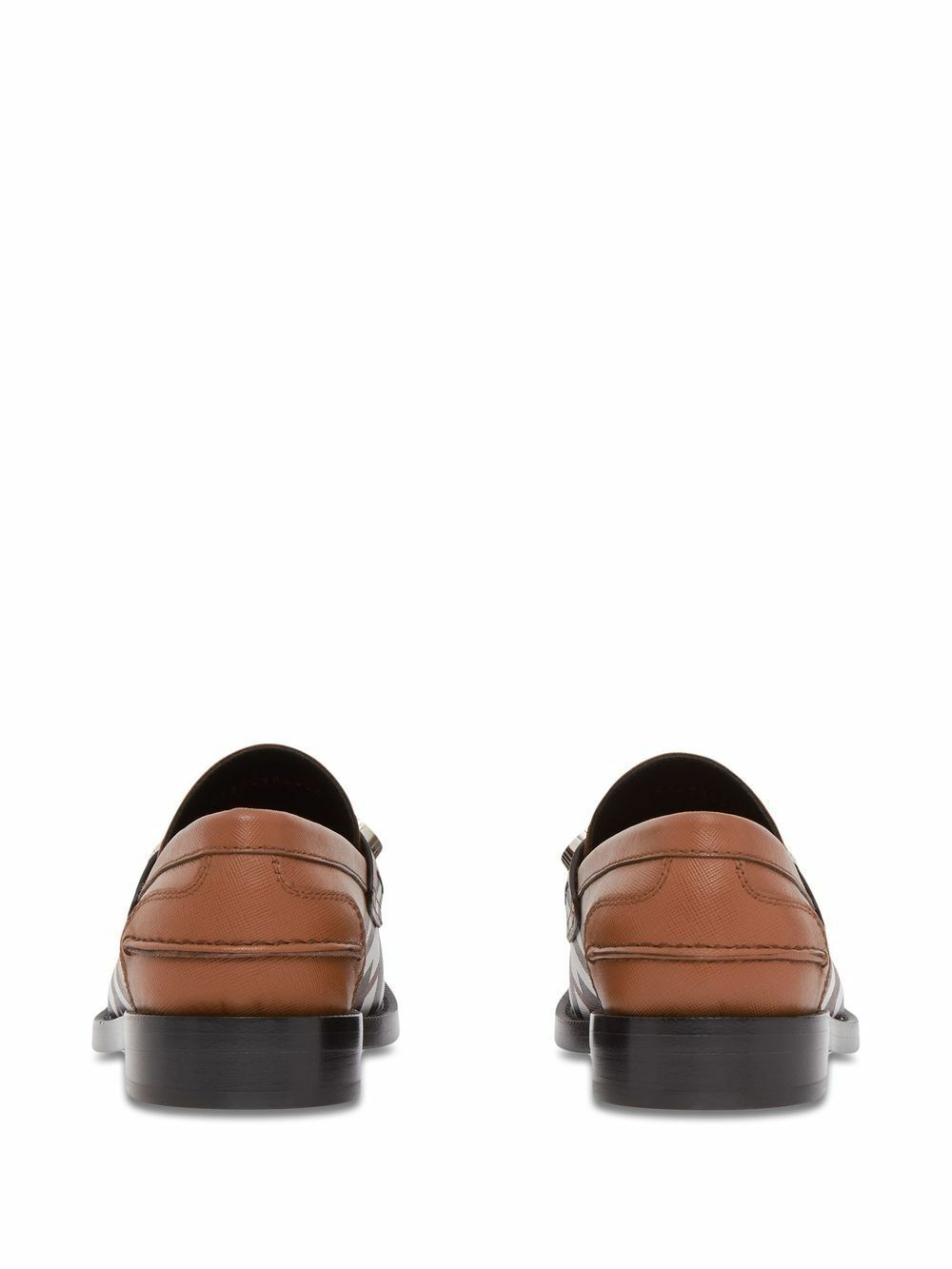 BURBERRY - Check Motif Leather Loafers Burberry
