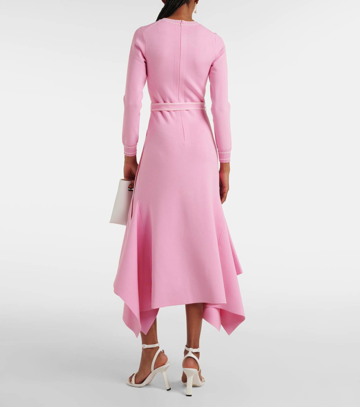Monique Lhuillier Belted knitted midi dress