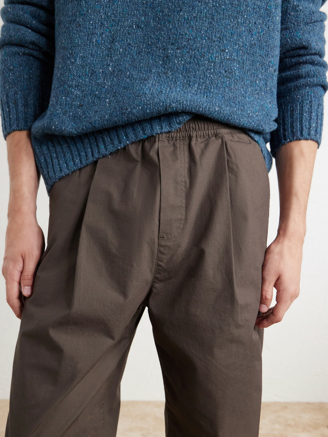 Folk - Straight-Leg Pleated Cotton-Blend Ripstop Trousers - Brown