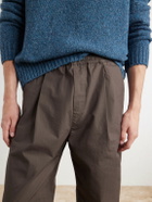 Folk - Straight-Leg Pleated Cotton-Blend Ripstop Trousers - Brown