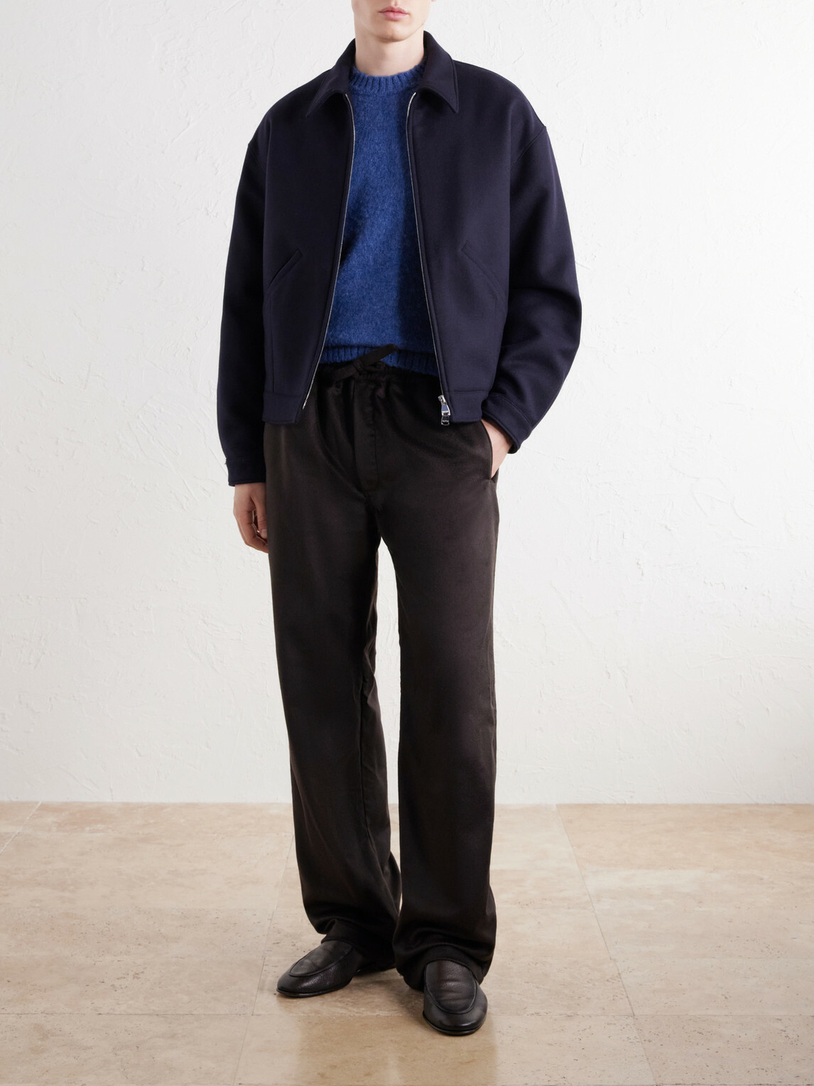 Anderson & Sheppard - Geelong Brushed-Wool Sweater - Blue