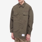 WTAPS Men's Huey Poplin Shirt in Olive Drab