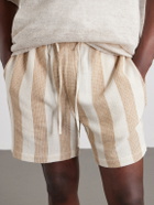 Kardo - Olbia Straight-Leg Striped Cotton Drawstring Shorts - Neutrals