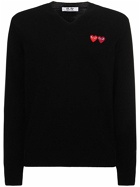 COMME DES GARÇONS PLAY - Play Logo Knit Wool V-neck Sweater