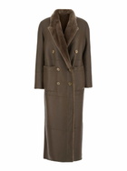 Blancha Brown Coat With Classic Lapels And Reversible Design In Fur Woman