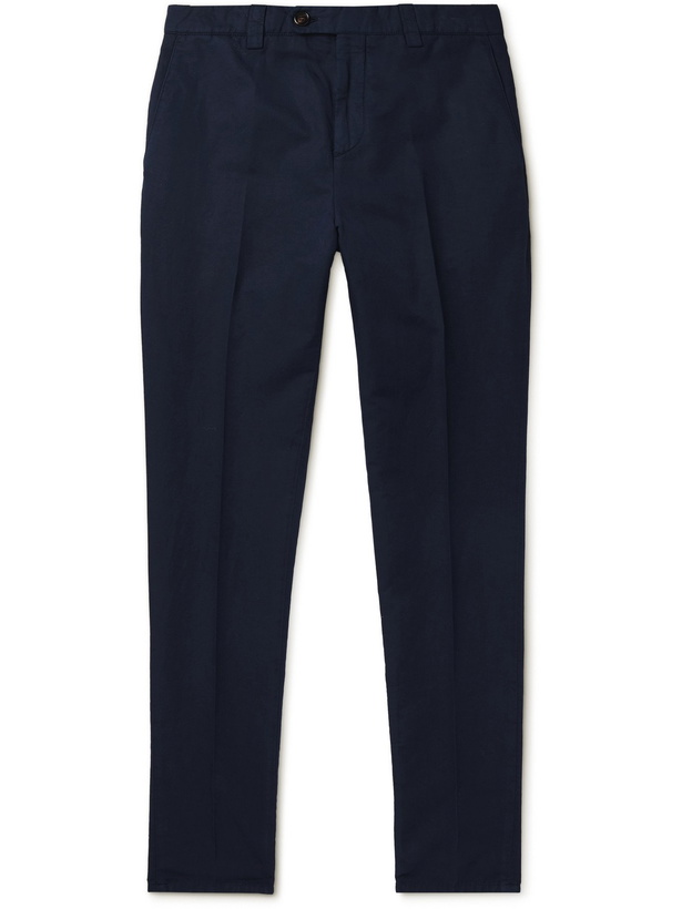 Photo: BRUNELLO CUCINELLI - Linen and Cotton-Blend Trousers - Blue