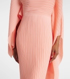 Solace London Adami plissé caped maxi dress