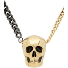 Alexander McQueen Gold and Gunmetal Bi-Color Skull Necklace