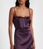 Gucci Lace-trimmed silk satin midi dress