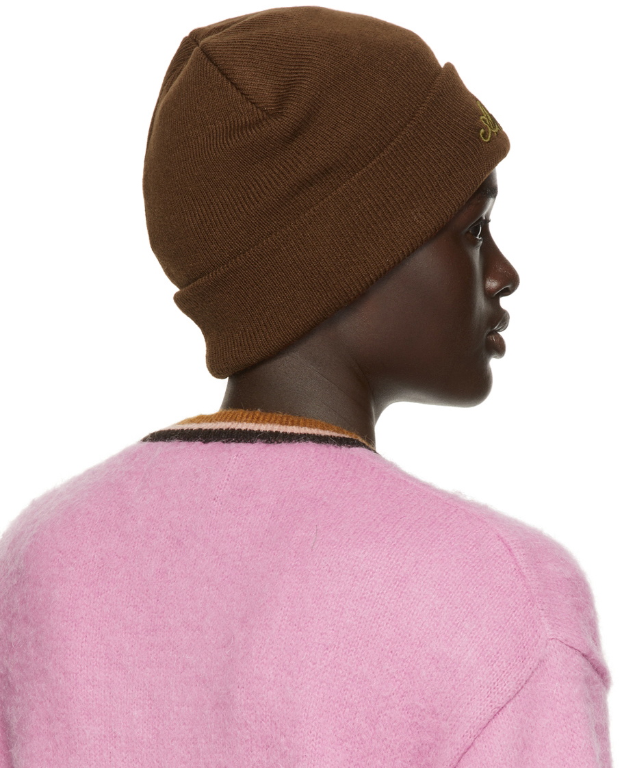 Awake NY Brown Script Logo Beanie
