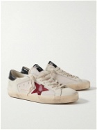 Golden Goose - Superstar Distressed Suede-Trimmed Leather and Mesh Sneakers - Neutrals