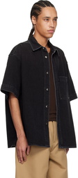 WOOYOUNGMI Black Palm Tree Denim Shirt