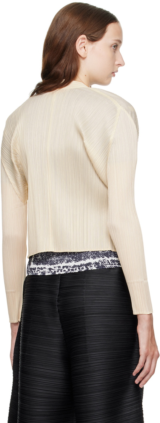 Pleats Please Issey Miyake Off-White Monthly Colors April Cardigan